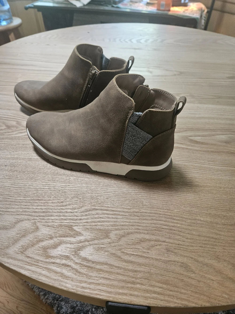 Life Stride Women's Taupe Brown Zip Booties